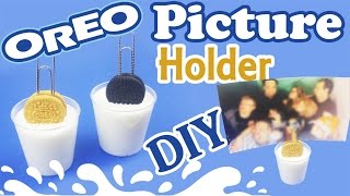 DIY MINIATURE OREO & MILK PICTURE HOLDER polymer clay & resin tutorial - how to make mini oreo craft