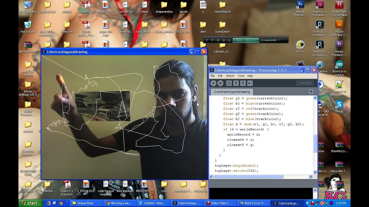 Color Tracking and Drawing using Processing.org