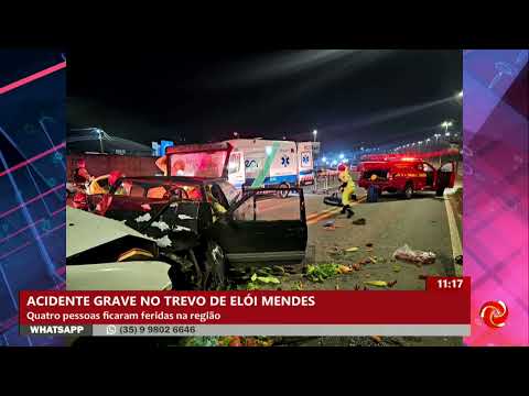 Batida entre dois veículos deixa quatro feridos em Elói Mendes
