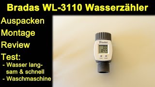 Bradas WL-3110 Wasserzähler - Auspacken Review Test Wasser langsam & schnell Waschmaschine