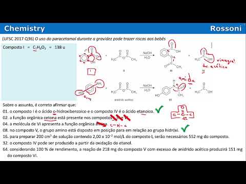UFSC 2017 Questão 36 - Funções orgânicas - Soluções - Paracetamol e Ácido acetilsalicílico AAS