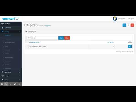 Simple Admin Categories Filter extension for OpenCart