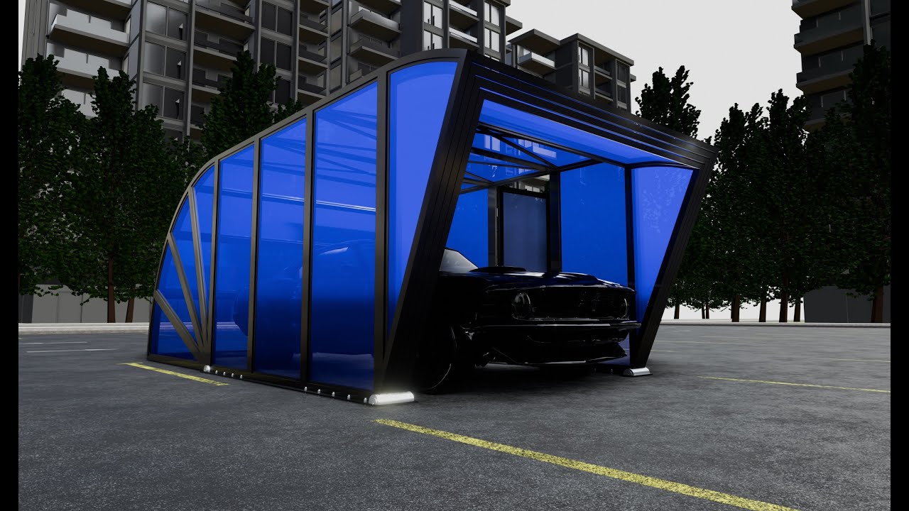 Opening And Closes Carport 3D Model