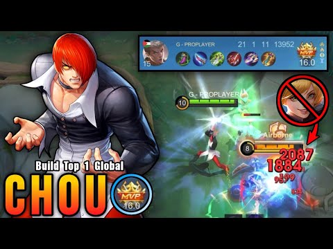 WTF DAMAGE!! 21 Kills Chou KOF Skin Instant Kills Enemies!! - Build Top 1 Global Chou ~ MLBB