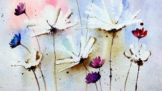 Easy Loose Watercolor Flowers Tutorial | Relaxing watercolor Painting