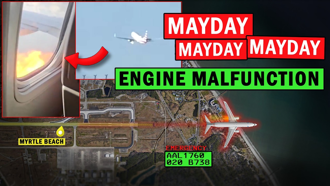 MAYDAY! Engine Flames on Takeoff | Bird Strike at Myrtle Beach