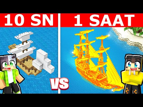 A SHIP BUILT IN 10 SECONDS VS A SHIP BUILT IN 1 HOUR 🚢 | Minecraft
