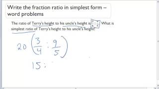 Write the fraction ratio in simplest form - word problems