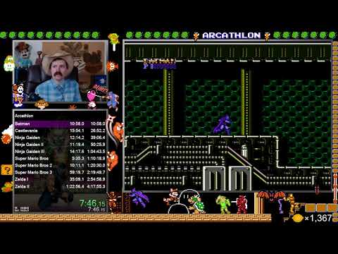 Arcathlon NES speedrun in 4:16:38 by Arcus (Batman, Castlevania, Ninja Gaidens, SMBs, and Zeldas)