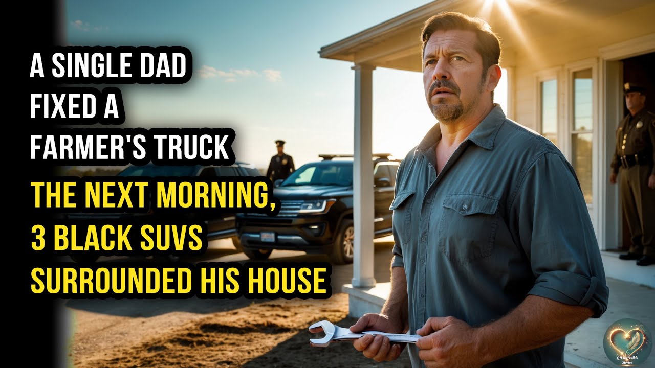 A Single Dad Fixed a Farmer’s Truck — The Next Morning, 3 Black SUVs Surrounded His House