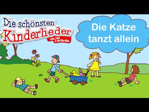 Die Katze tanzt allein, tanzt auf einem Bein | Kinderlied mit Text zum mitsingen