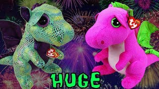 Giant Beanie Boo toy Dragons Cinders and Darla wow they&#39;re SO HUGE