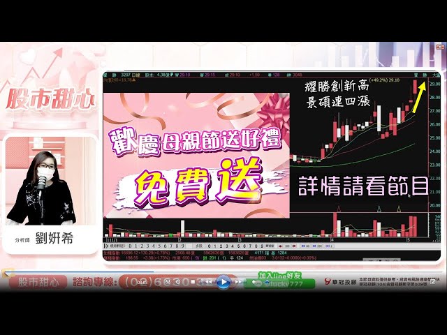 0505 - 老朋友景碩連漲四天，新朋友耀勝創新高，母親節好禮送給您