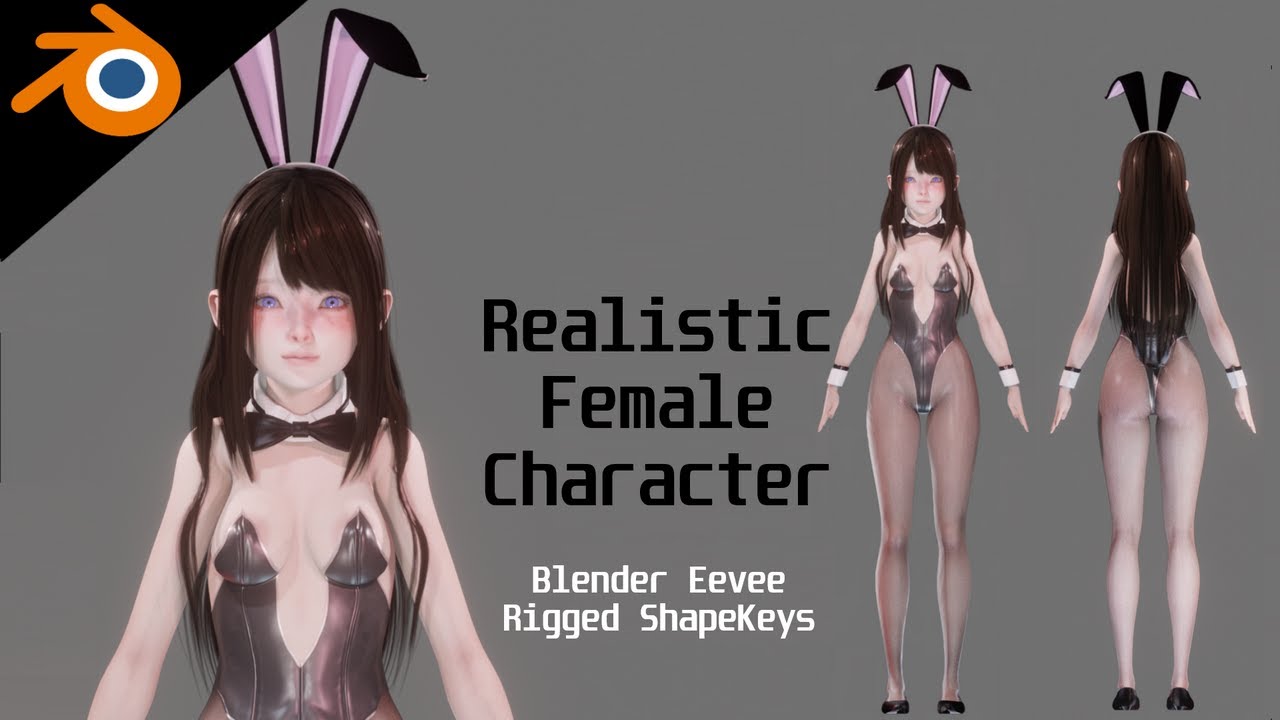 Bunny Girl - Personaggio femminile realistico - Blender Eevee Modello 3D