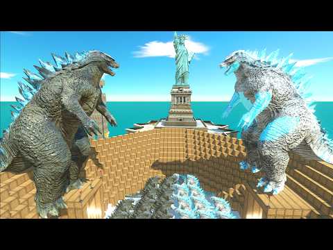 Godzilla 2014 Team vs Ice Frostbite Itself in Battle Arena - Animal Revolt Battle Simulator