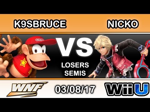 WNF 1.4 - LH | K9sbruce (Diddy Kong) Vs. FAD | Nicko (Shulk) Losers Semis - Smash Wii U