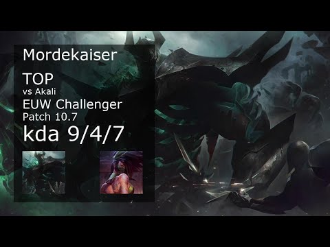 Mordekaiser vs Akali Top - EUW Challenger 9/4/7 Patch 10.7 Gameplay