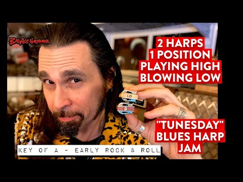 How To Not Suck with an early Rock & Roll groove - 2 Harp Blues Harmonica Jam,  -  Tunesday 73