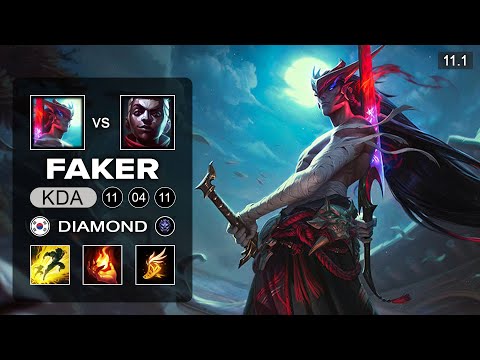 T1 Faker Yone Mid vs Ekko - KR Diamond Patch 11.1