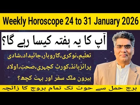 Weekly horoscope 24 to 31 January for all 12 zodiac sign Aries to Pisces astrology predictions 2026.
