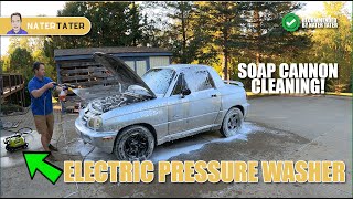 ✅Small Electric Pressure Washer Makes Quick Work Of Dirty Car With Foam Cannon - Ryobi