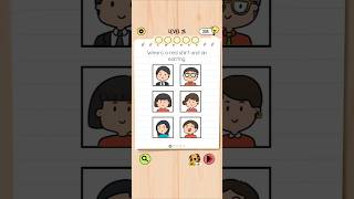 Brain Test 5 Level 25: Wears a red shirt and an earring Walkthrough