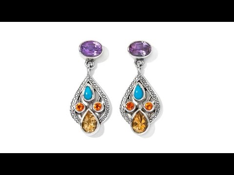 Nicky's 2.60ct Amethyst and Multigem Drop Earrings