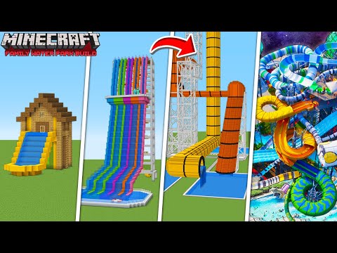 Minecraft FAMILY WATER PARK BUILD CHALLENGE : NOOB vs PRO vs HACKER vs GOD / Animation