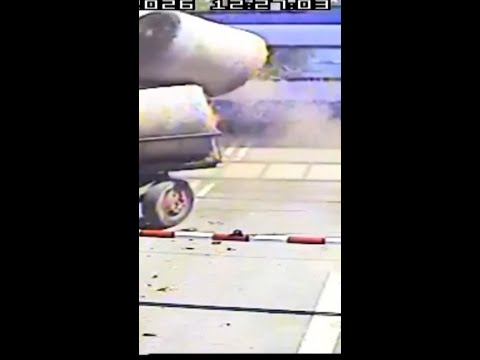 Train smashes through trailer of hay bales in Poland