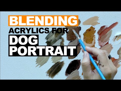 Blending acrylic paint for dog portrait