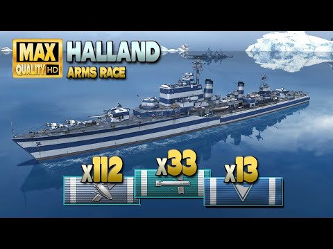 Destroyer Halland: 33 torpedo hits in Arms Race - World of Warships
