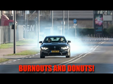 THIS BMW M4 F82 with Akrapovic Exhaust NEEDS TO GET RID OF  HIS TIRES, HUGE Burnouts!