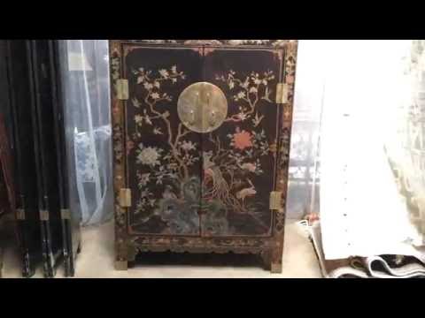 Chinese Lacquered Polychrome Wedding Cabinet Armoire
