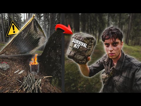 SURVIVING 24 HOURS WITH MY SURVIVAL KIT😰 - Without water & food, only the bare necessities | Self...