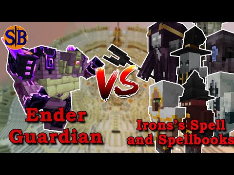 Updated Ender Guardian vs Iron's Spell and Spellbook's Mobs | Minecraft Mob Battle
