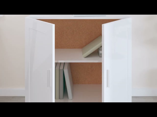 Video teaser for 802711 vidaXL Book Cabinet High Gloss White 82,5x30,5x80 cm Engineered Wood