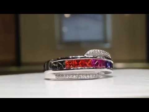 1.50 carat Rainbow Sapphire Ring in 925 silver
