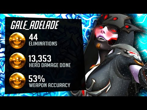 Gale Godlike Widow Gameplay - 44 elims! [ Overwatch Season 31 Top 500 ]