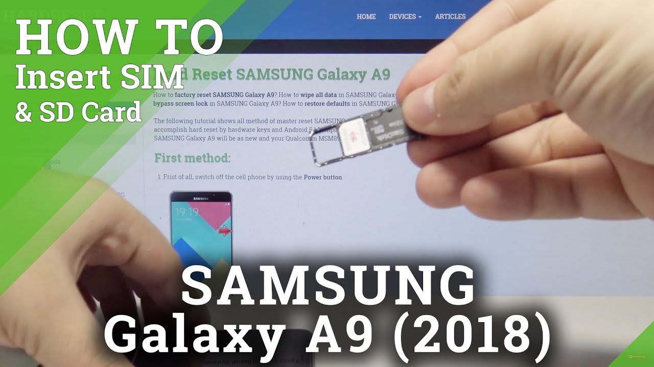 How to Install SIM & SD Card in Samsung Galaxy A9 (2018) - Insert Nano SIM and Micro SD