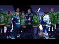 Cast of The Mighty Ducks drop ceremonial puck in Anaheim