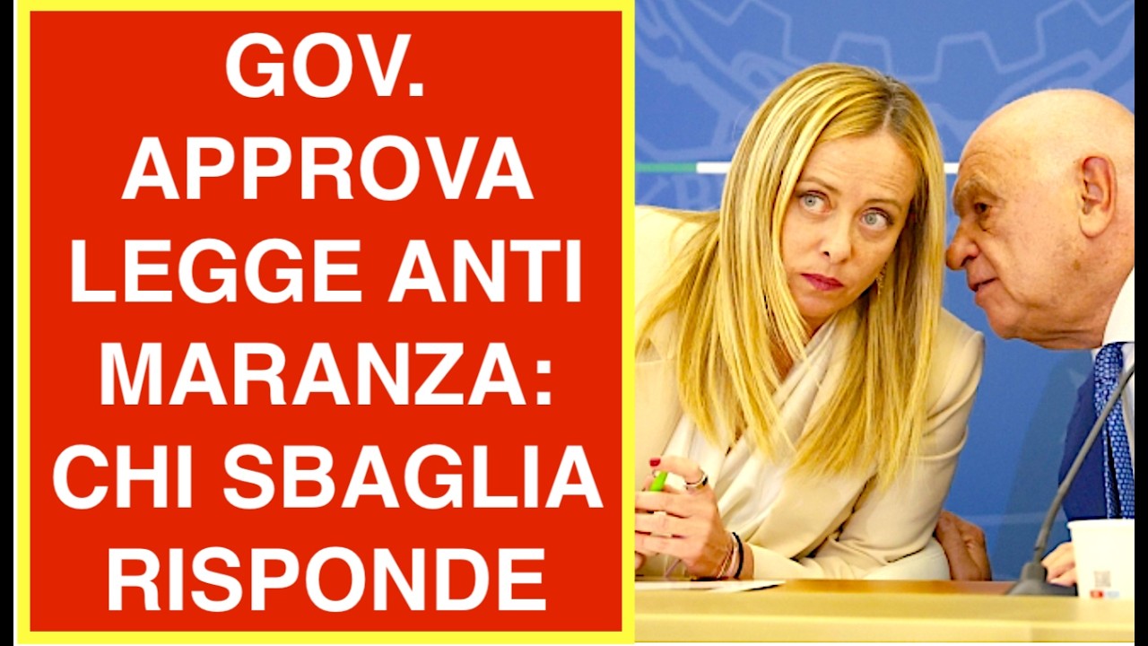 GOVERNO APPROVA LEGGE ANTI MARANZA: CHI SBAGLIA RISPONDE ANCHE SE MINORENNE