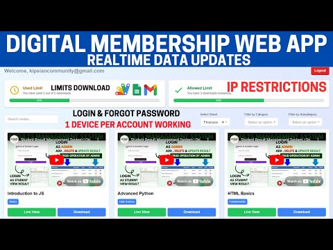 Login System with Google Spreadsheet Integration | Membership Web Portal Using Apps Script | C19