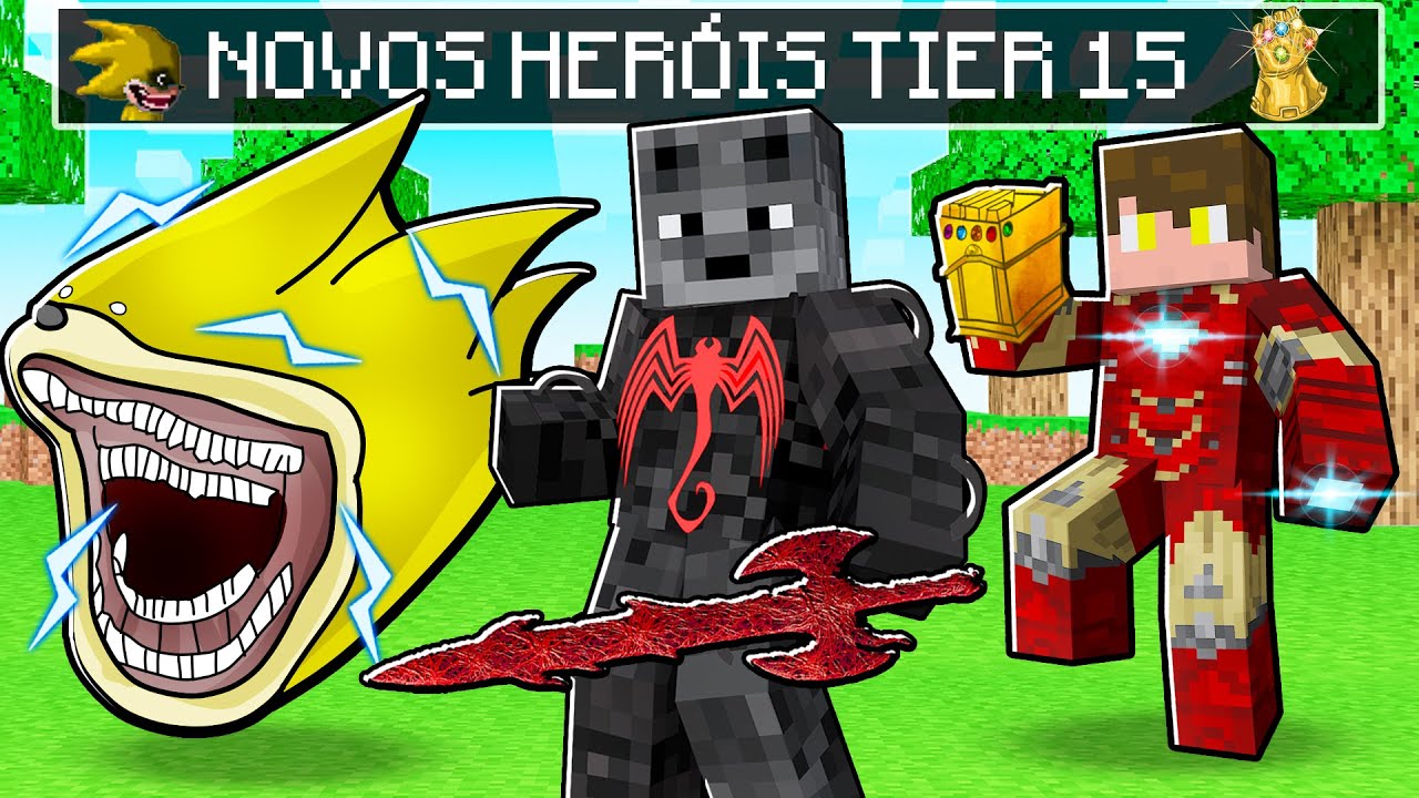 TESTEI os NOVOS HERÓIS TIER 15 com SHIN SONIC e ALIEN X no MINECRAFT