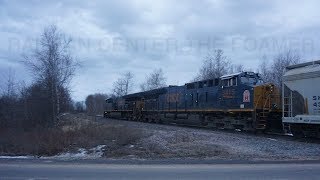 preview picture of video 'Short CSX Q621-21 Through Eddy, NY with CSX 3415 "Georgia Road Emblem" Trailing! 3/21/19!'