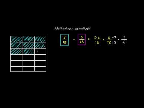 الصف الرابع الرياضيات الكسور طرح الكسور متشابهة المقامات