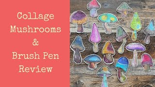 Easy Book Page Mushrooms for Collage Fodder and Hippie Crafter Watercolor Brush Review