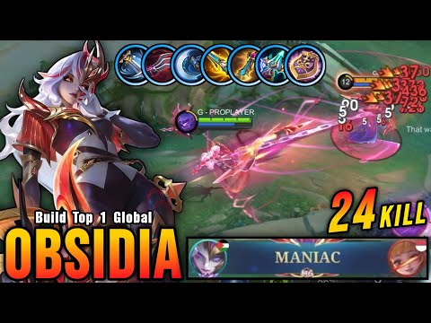 24 Kills + MANIAC!! Insane Damage Obsidia No Boots Build!! - Build Top 1 Global Obsidia ~ MLBB