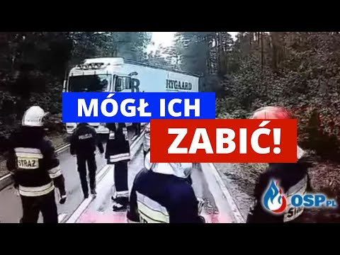 , title : 'Rozpędzony TIR mało co nie staranował strażaków i policjantów!'