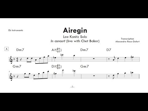 Lee Konitz solo on Airegin (live w/ Chet Baker)