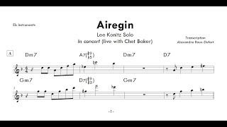 Lee Konitz solo on Airegin (live avec Chet Baker)